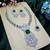 Green rhodium premium designer american diamond and stone work necklace set