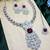 Maroon rhodium premium designer american diamond and stone work necklace set