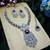 Purple rhodium premium designer american diamond and stone work necklace set