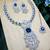 Blue rhodium premium designer american diamond and stone work necklace set