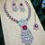Pink rhodium premium designer american diamond and stone work necklace set