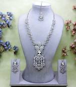 White rhodium premium designer american diamond and stone work necklace set