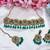 Green yellow gold premium designer american diamond and stone work necklace set