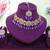 Purple yellow gold premium designer american diamond and stone work necklace set