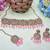 Pink yellow gold premium designer american diamond and stone work necklace set