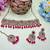 Pink yellow gold premium designer american diamond and stone work necklace set