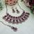 Maroon yellow gold premium designer american diamond and stone work necklace set