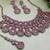 Pink yellow gold premium designer american diamond and stone work necklace set