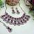 Purple yellow gold premium designer american diamond and stone work necklace set