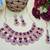 Purple rose gold premium designer american diamond and stone work necklace set