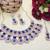 Blue rose gold premium designer american diamond and stone work necklace set