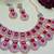 Pink rose gold premium designer american diamond and stone work necklace set