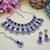 Blue rhodium premium designer american diamond and stone work necklace set