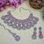 Pink rhodium premium designer american diamond and stone work necklace set