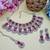 Pink rhodium premium designer american diamond and stone work necklace set