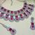 Pink rhodium premium designer american diamond and stone work necklace set