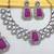 Purple yellow gold premium designer american diamond and stone work necklace set