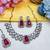 Maroon yellow gold premium designer american diamond and stone work necklace set