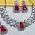Pink yellow gold premium designer american diamond and stone work necklace set