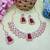 Maroon rose gold premium designer american diamond and stone work necklace set