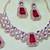 Pink rose gold premium designer american diamond and stone work necklace set