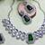 Green rhodium premium designer american diamond and stone work necklace set