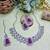 Purple rhodium premium designer american diamond and stone work necklace set
