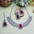 Maroon rhodium premium designer american diamond and stone work necklace set