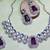 Purple rhodium premium designer american diamond and stone work necklace set