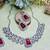 Pink rhodium premium designer american diamond and stone work necklace set