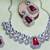 Pink rhodium premium designer american diamond and stone work necklace set