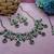 Green yellow gold premium designer american diamond and stone work necklace set