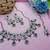 Blue yellow gold premium designer american diamond and stone work necklace set