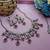 Pink yellow gold premium designer american diamond and stone work necklace set