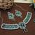 Green rhodium premium designer american diamond and stone work necklace set