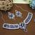 Blue rhodium premium designer american diamond and stone work necklace set