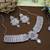 Pink rhodium premium designer american diamond and stone work necklace set