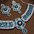 Blue rhodium premium designer american diamond and stone work necklace set