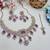 Purple yellow gold premium designer american diamond and stone work necklace set