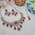 Pink yellow gold premium designer american diamond and stone work necklace set