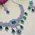 Green rhodium premium designer american diamond and stone work necklace set