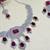 Maroon rhodium premium designer american diamond and stone work necklace set