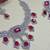 Pink rhodium premium designer american diamond and stone work necklace set