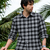Men's Checkered Printed Spread Collar Casual Black Shirt