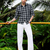 Men's Checkered Printed Spread Collar Casual Black Shirt