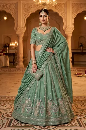Grey woven lehenga choli with dupatta