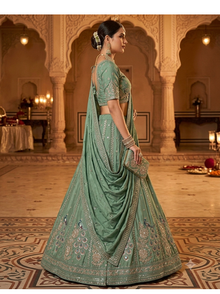 Grey woven lehenga choli with dupatta 2
