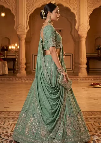 Grey woven lehenga choli with dupatta