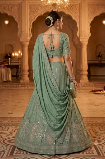 Grey woven lehenga choli with dupatta