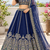 Blue Sequins Dori Thread Work Thai Silk Flared Lehenga Choli With Unstitched Blouse
